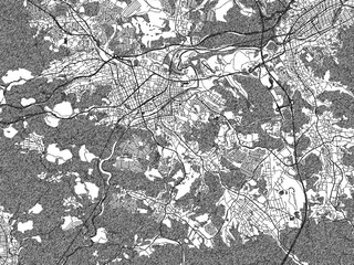 Minimal poster-style map of Tajimi, Japan, hand-drawn style in monochrome.