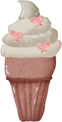 Watercolor Cupcake with Bows