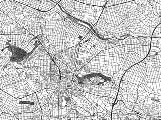 City map illustration of Tatebayashi, Japan, rendered in black and white sketch style.