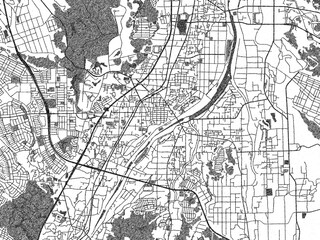 Naklejka premium Artistic urban sketch of Tondabayashicho, Japan, detailed in black and white map form.