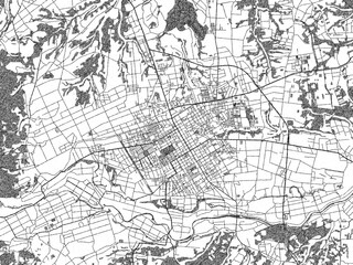 Obraz premium Illustrated map of Towada, Japan, in black and white hand-drawn digital style.
