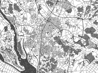 Fototapeta premium Hand-drawn style black and white city map of Ushiku, Japan, ready for wall art or editorial projects.