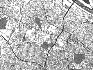 Fototapeta premium Monochrome sketch map of Wako, Japan, ideal for posters, prints, and travel design.