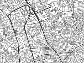 Naklejka premium Black and white map poster of Yono, Japan, illustrated in hand-drawn style.