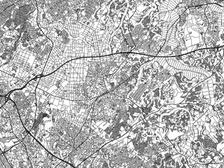 Obraz premium Monochrome sketch map of Yotsukaido, Japan, ideal for posters, prints, and travel design.