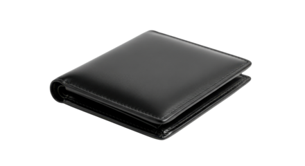 Black leather wallet for cash and cards isolated PNG with Transparent Background