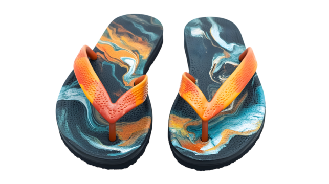 Stylish flip flops, isolated on white background.