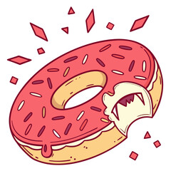 Pink frosted donut with vampire teeth and sprinkles 2