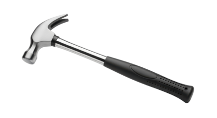 Metal claw hammer with black handle isolated PNG with Transparent Background