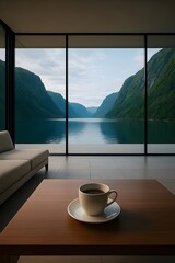 A Peaceful Morning in a Luxury Hotel with a Fjord View