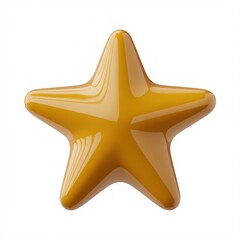 Shiny golden star shaped candy on white background