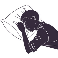Silhouette of a person sleeping on a pillow rest