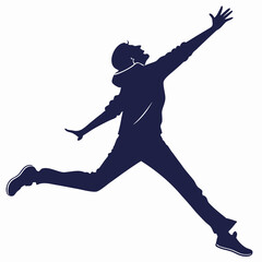 Silhouette of a person jumping with arms outstretched