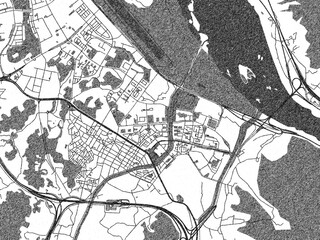Naklejka premium Hand-drawn style black and white city map of Hanam, Republic of Korea, ready for wall art or editorial projects.