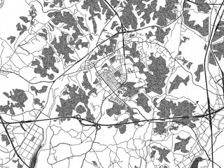 Decorative black and white map of Hwaseong-si, Republic of Korea, rendered in sketch-like style.