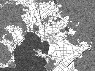 Sketch-style black and white map of Kyosai, Republic of Korea, perfect for illustration and wall art.