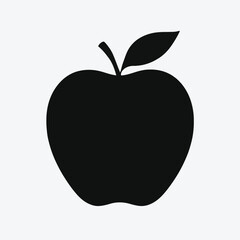 Fototapeta premium Vector art of apple silhouette with leaf and stem