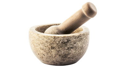 Rustic mortar, isolated on white background.