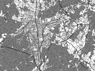 Minimalist monochrome city map of Uijeongbu-si, Republic of Korea, illustrated with urban detail.