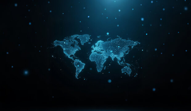 world map with binary code