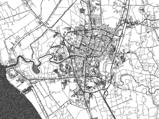 Fototapeta premium Decorative monochrome illustration of Alor Setar, Malaysia, showing its detailed grid.