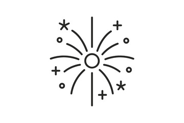 Firework explosion icon. Thin line vector for celebration, holiday, party, New Year's Eve, Diwali. Festive pyrotechnic burst concept. Sparkle, glitter, salute pictogram.