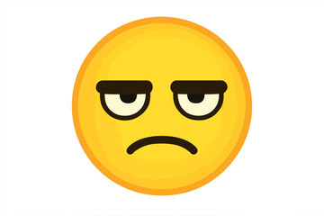 Unimpressed emoticon expressing boredom and disapproval. Vector emoji of a skeptical face. Annoyed, tired and fed up smiley icon. Meh emotion concept illustration isolated.