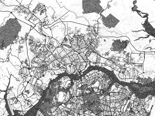 Fototapeta premium City map illustration of Johor Bahru, Malaysia, rendered in black and white sketch style.