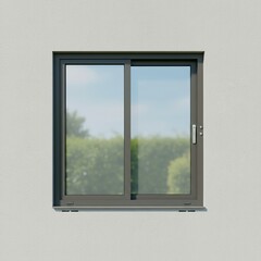 MODERN DARK ALUMINUM WINDOW. SIMPLE ARCHITECTURE. CLEAN WALL