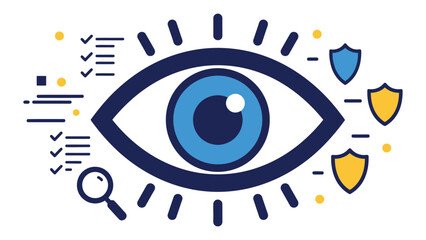 Human eye with checklist icons symbolizing observation and secure visibility