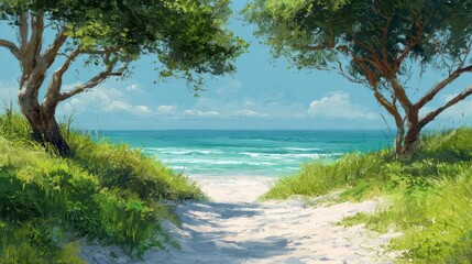 Coastal pathway under trees