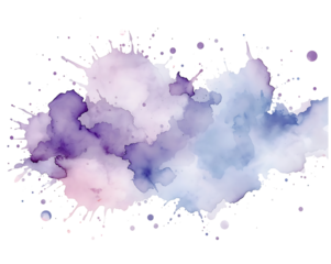 Abstract watercolor splash with purple and blue hues creating a soft and artistic background on black backdrop great for design projects
