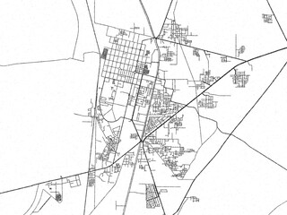 Fototapeta premium Monochrome hand-drawn map of Dera Ghazi Khan, Pakistan, ideal for decorative and editorial use.