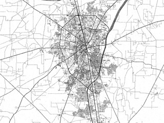 Illustrated city map of Gujranwala, Pakistan, in black and white, showing roads and textures.
