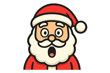 Santa Claus icon cartoon astonishment surprised shocked face Christmas character vector illustration isolated transparent background festive holiday design December winter emotion joy reaction
