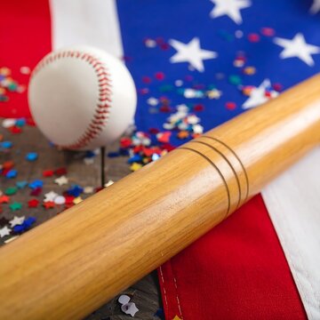 Baseball bat and ball on American flag (1)