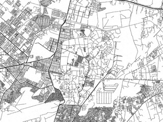 Naklejka premium Black and white map poster of Malir Cantonment, Pakistan, illustrated in hand-drawn style.
