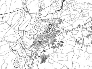 Obraz premium Poster-ready black and white illustration map of Cabanatuan City, Philippines, detailed and artistic.