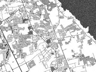 City map illustration of Cabuyao, Philippines, rendered in black and white sketch style.