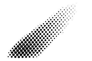 Halftone dots gradient vector pattern. Comic book pop art style background. Black and white abstract texture. Dotted overlay effect. Monochrome points design element. 45 degrees angle.