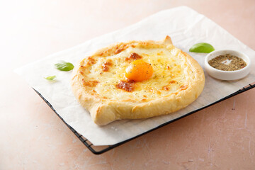 Traditional cheese pie with egg yolk