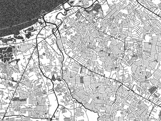 Fototapeta premium Decorative monochrome illustration of Las Pinas, Philippines, showing its detailed grid.