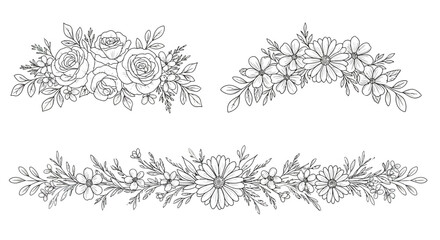 Floral Vector Illustrations, Decorative Elements, Nature Background, Graphic Design, Botanical Art, Elegant Viewpoint