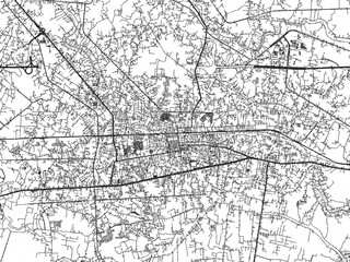 Fototapeta premium Stylized decorative city map of Nakhon Pathom, Thailand, hand-drawn in black and white.
