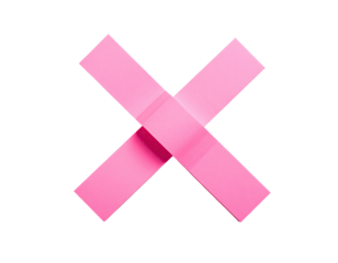 A pink, crossed shape composed of rectangular elements, against a black background