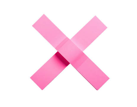 A pink, crossed shape composed of rectangular elements, against a black background