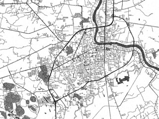 Decorative monochrome illustration of Ratchaburi, Thailand, showing its detailed grid.