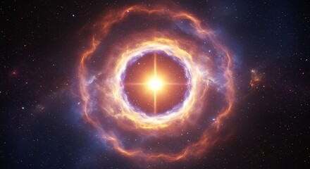 Vibrant cosmic nebula stellar core and illuminated gas cloud in deep space