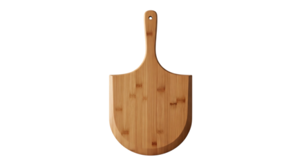 Wooden pizza peel with handle cutout png isolated on a transparent background