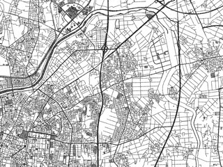 Fototapeta premium Detailed black and white map of Yongkang, Taiwan, in artistic sketch style.